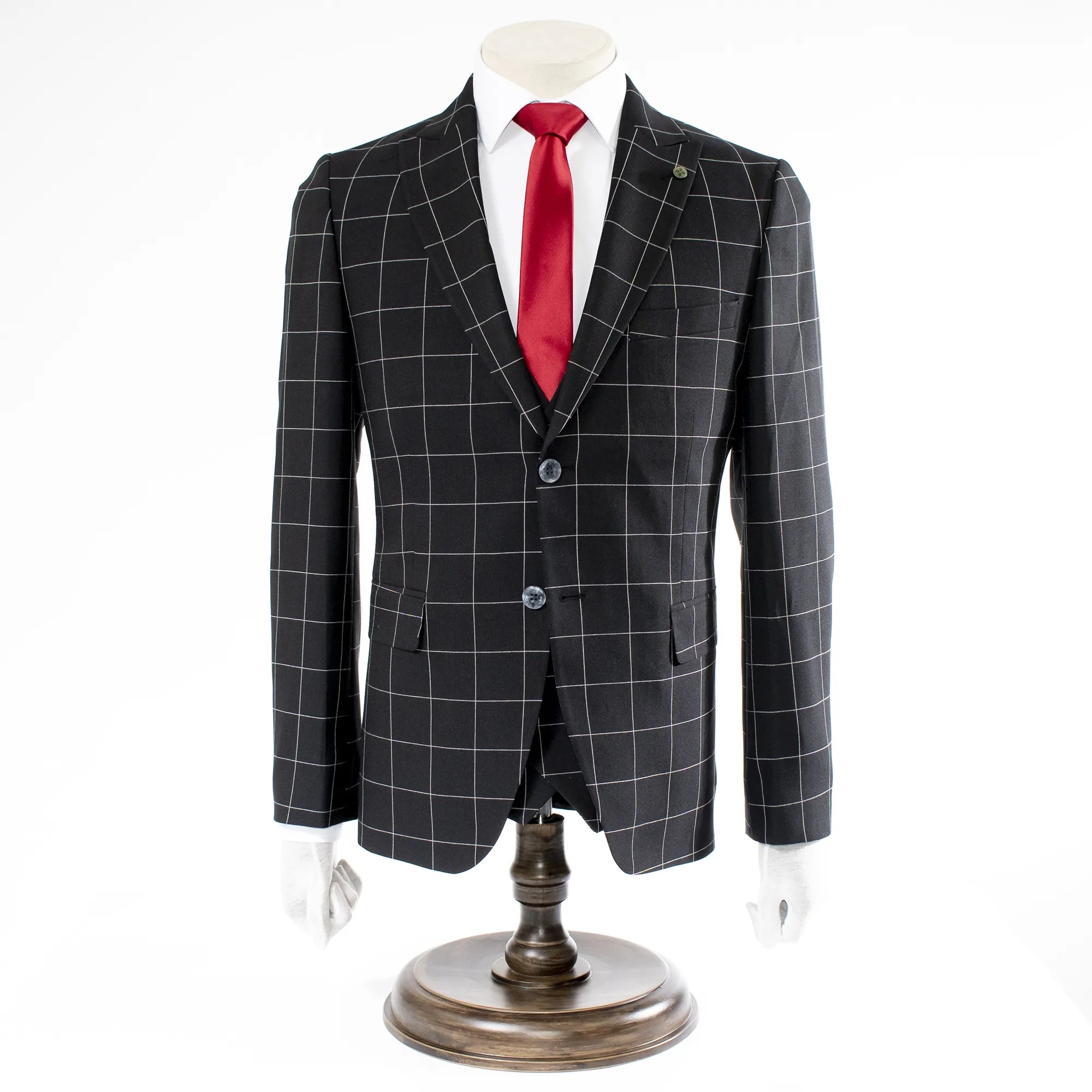 Black Checked 3-Piece Tailored-Fit Suit