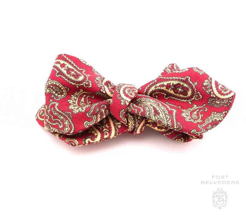 Poppy Red Paisley Ancient Madder Silk Bow Tie