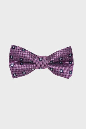 Patterned Navy Bow Tie, Purple 1