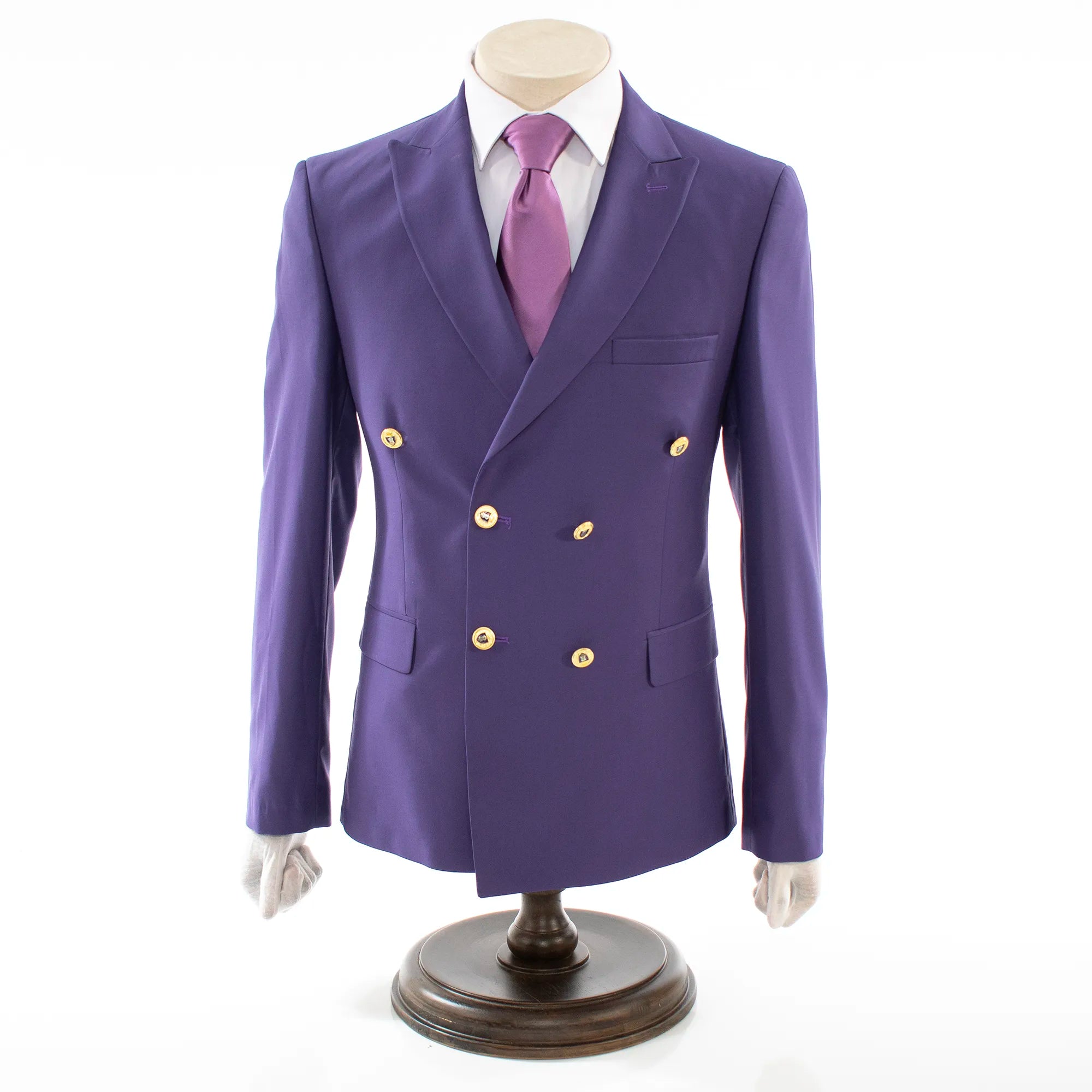 Purple Double-Breasted 2-Piece Tailored-Fit Suit