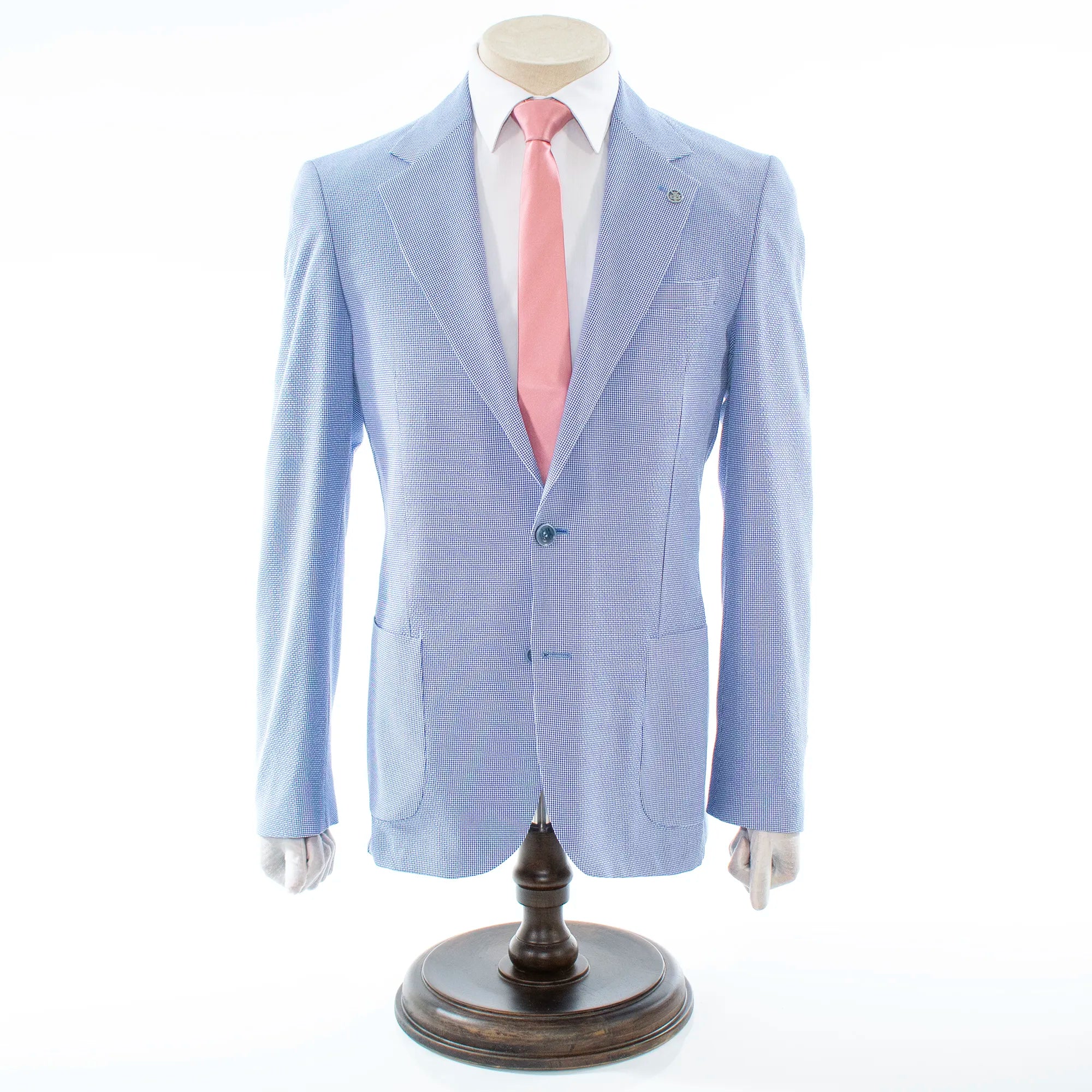 Light Blue Minicheck Seersucker 2-Piece Slim-Fit Suit