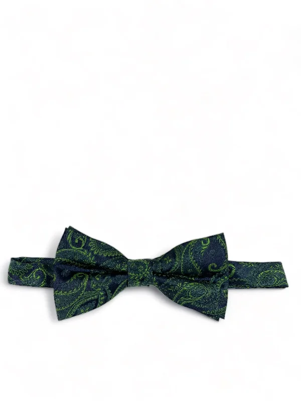 Emerald Green Fashionable Paisley Bow Tie