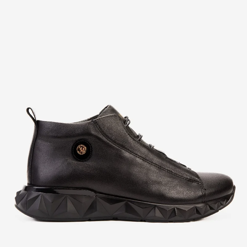 The Vertex Black Leather Men's Sneaker