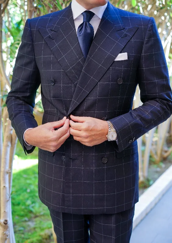 Cannes Navy Windowpane Suit