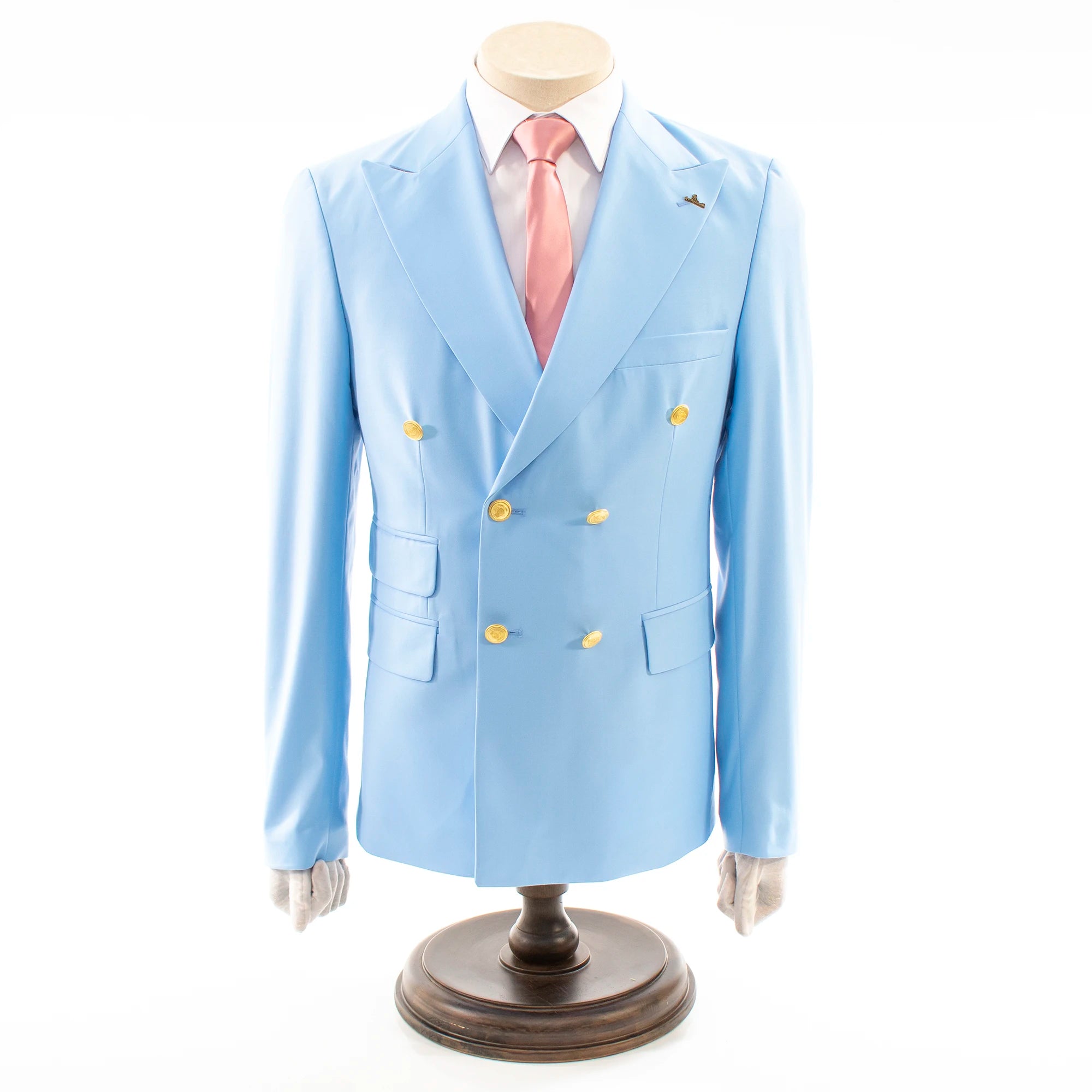 Light Blue Double-Breasted 2-Piece Slim-Fit Suit