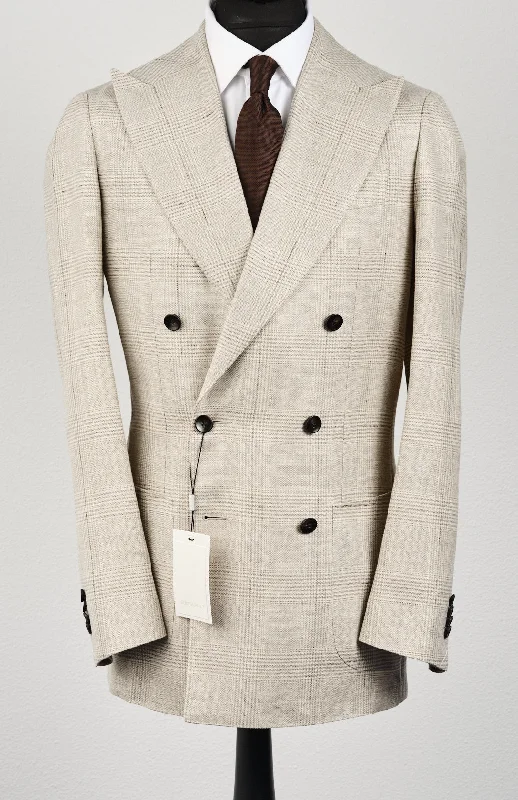 New Suitsupply Havana Light Brown Check Wool, Silk and Linen Suit - Many Sizes Available