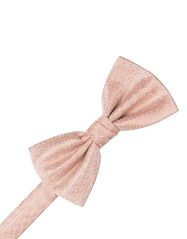 Peach Herringbone Bow Tie