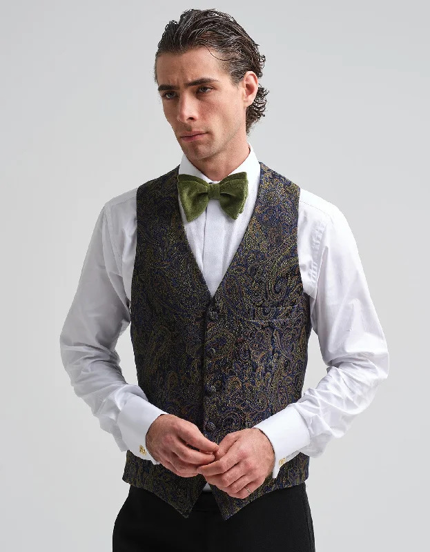 Midnight Paisley Jacquard Waistcoat GOLD