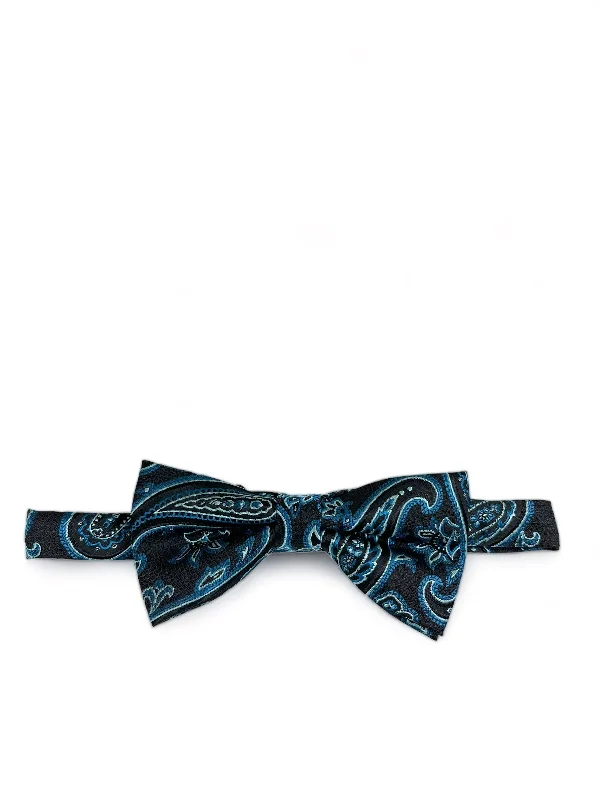 Turquoise Rough Paisley Men's Bow Tie