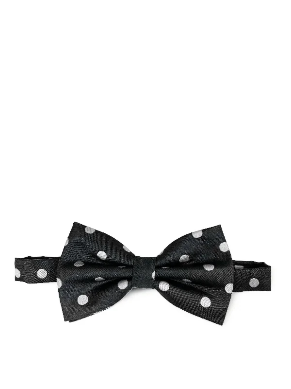 Black and White Polka Dot Bow Tie and Pocket Square