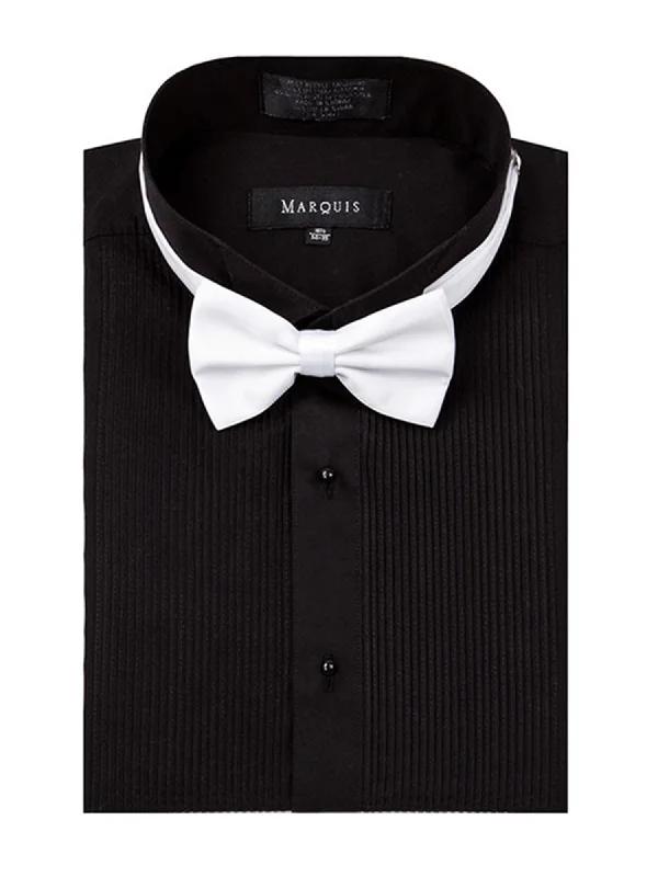 Marquis wing tip collar tuxedo dress shirt with bow tie