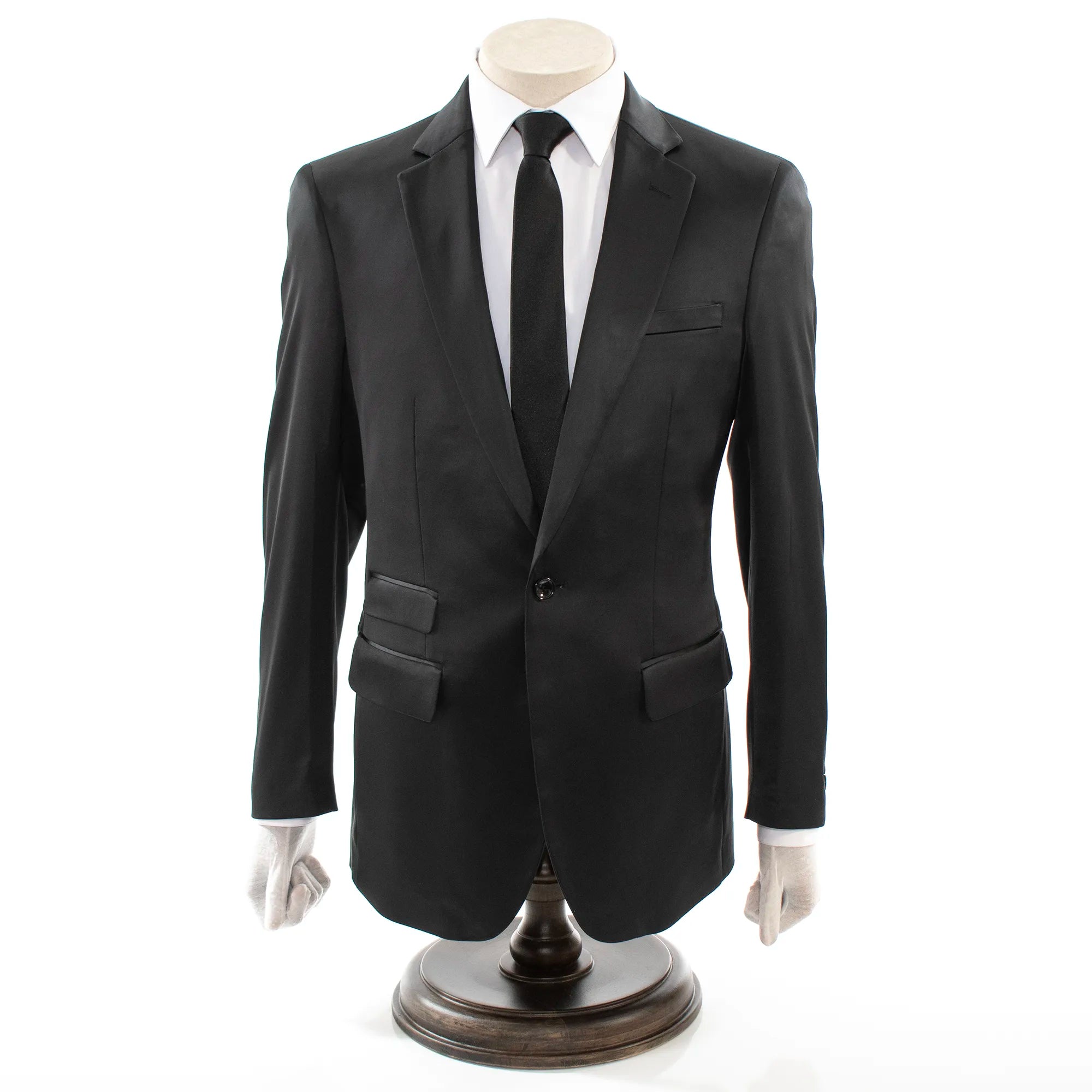 Black Satin 2-Piece Modern-Fit Suit