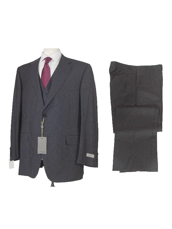 Canali 1934 Mens 48R Drop 7 Charcoal Grey Check 3 Piece Suit