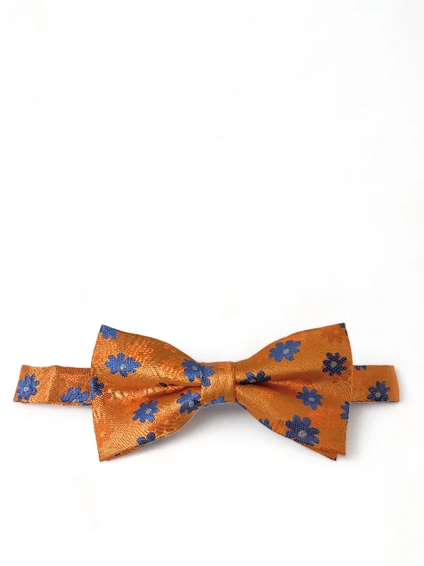 Orange Floral Patterned Bow Tie