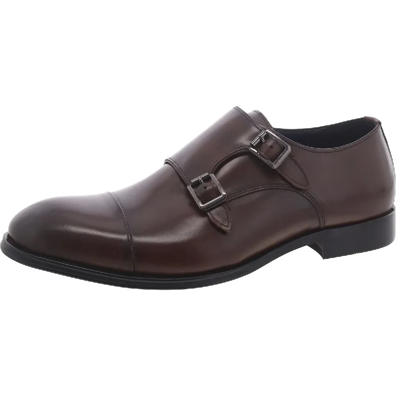 Mens Leather Double Monk Shoes