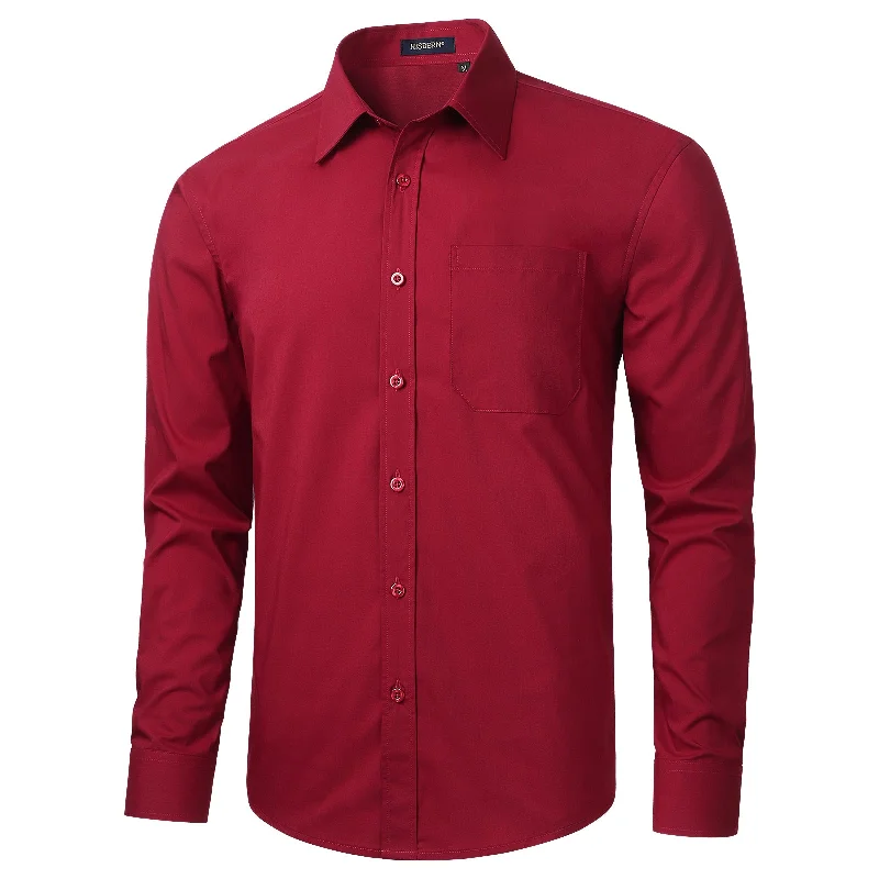 Men's Dress Shirt with Pocket - BURGUNDY