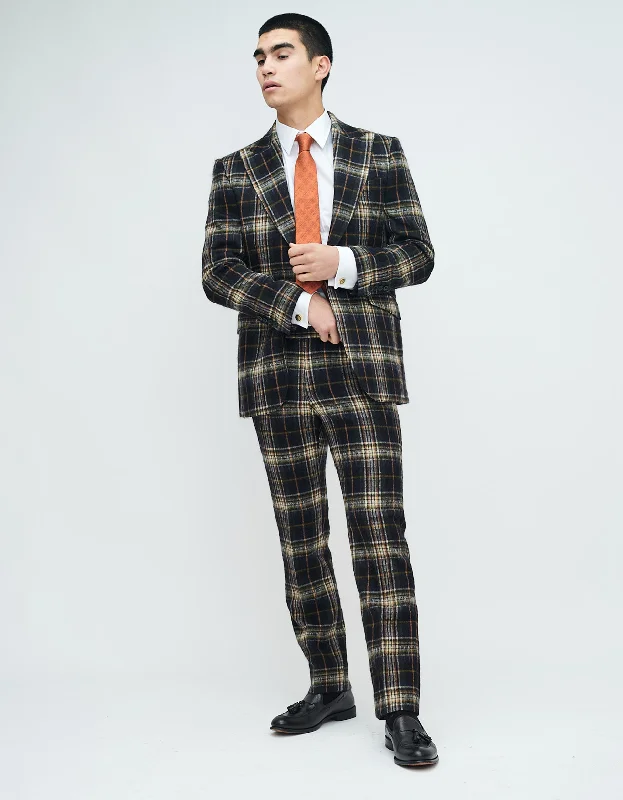 Black & Gold Brushed Mohair Wool Suit GOLD