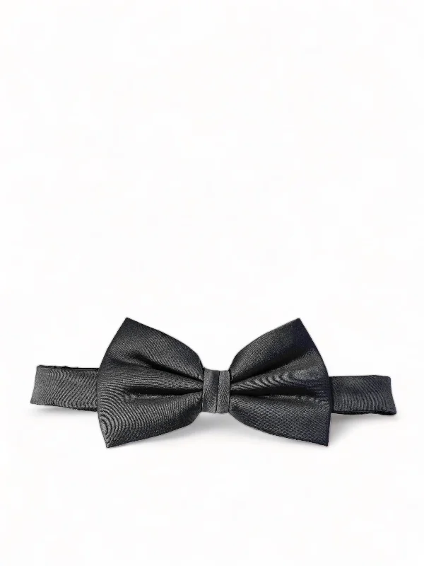 Solid Charcoal Wedding Bow Tie and Pocket Square Set