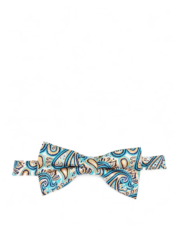 Blue Curacao Extraordinary Paisley Bow Tie