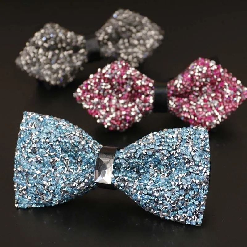 Rhinestone Bow Ties for Men Pre Tied Sequin Diamond Bowties 8 Color