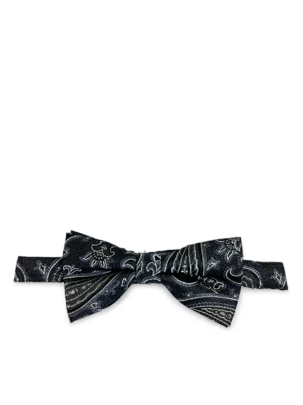 Black Rough Paisley Men's Bow Tie