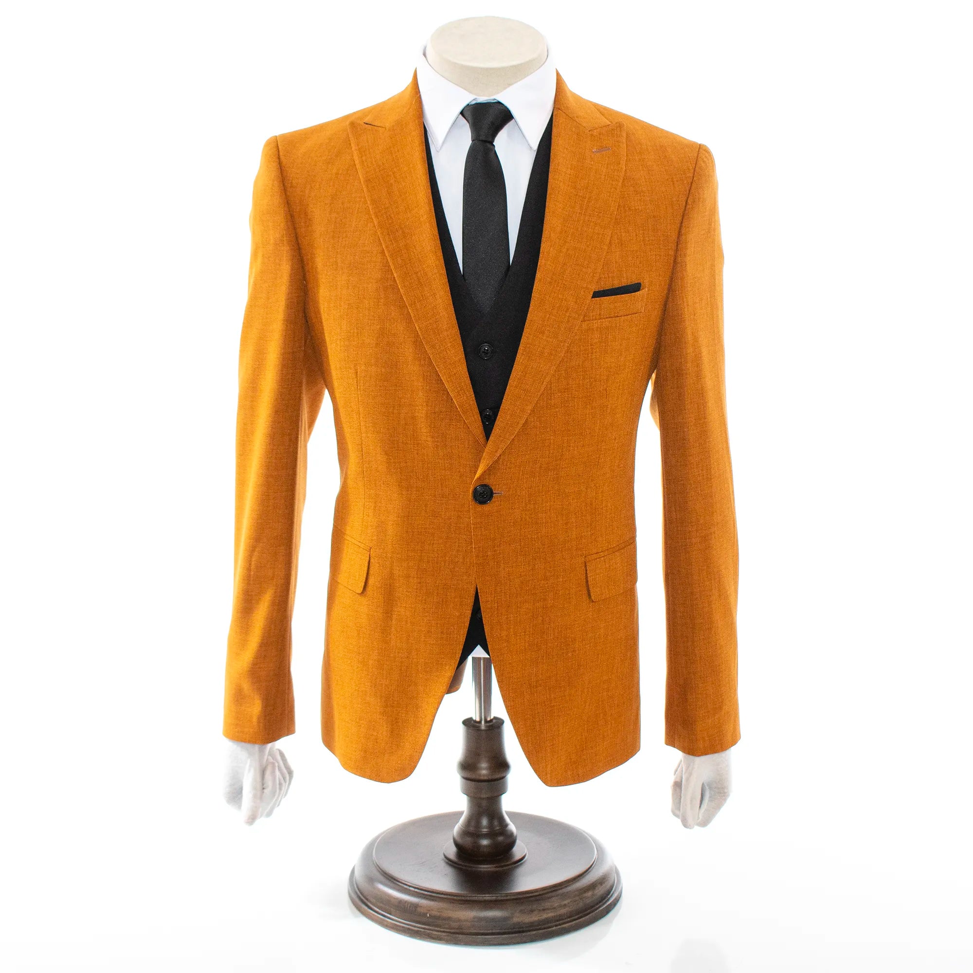 Pierce | Copper Twill with Black Vest 3-Piece Slim-Fit Suit