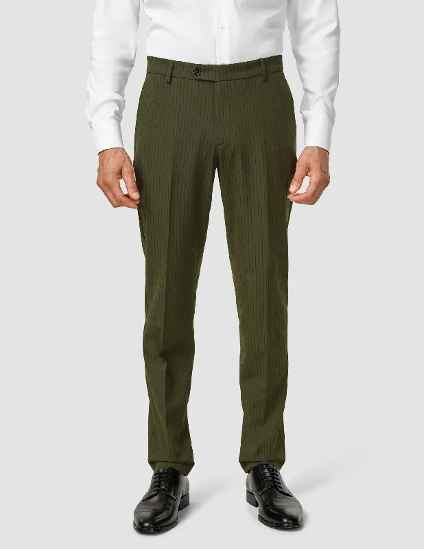 Essential Suit Pants Regular Moss Green Pinstripe