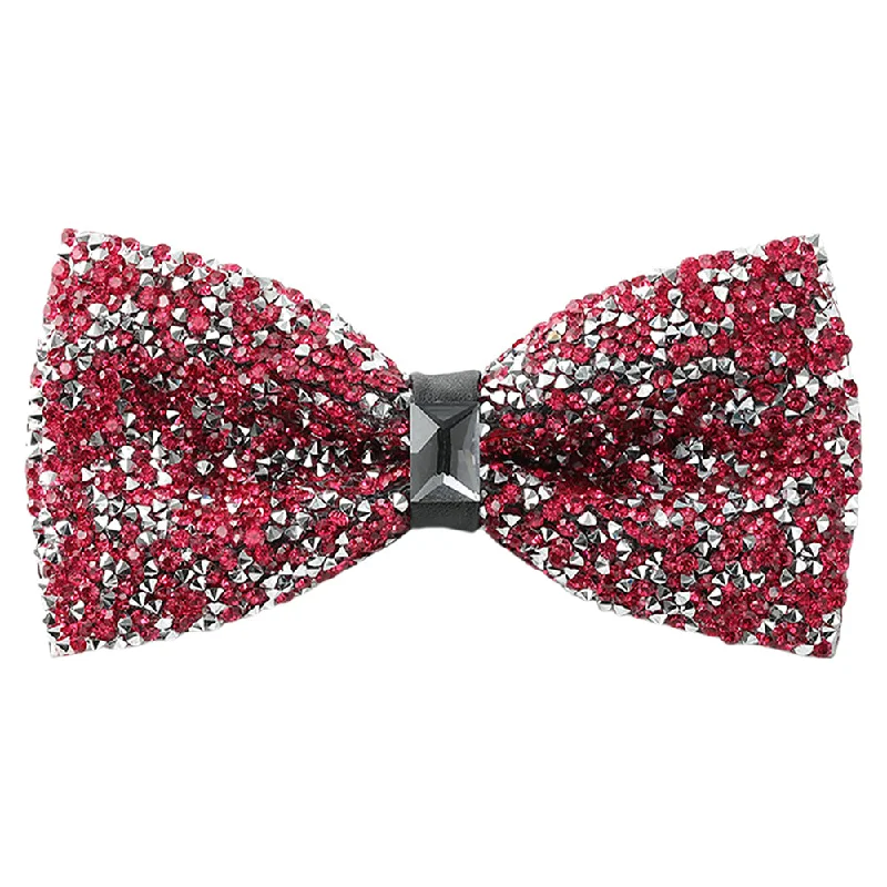 Rhinestone Carmine Bow Ties for Men with Adjustable Length