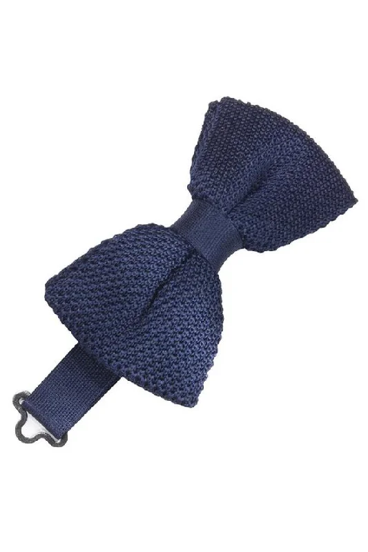 Navy Silk Knit Bow Tie