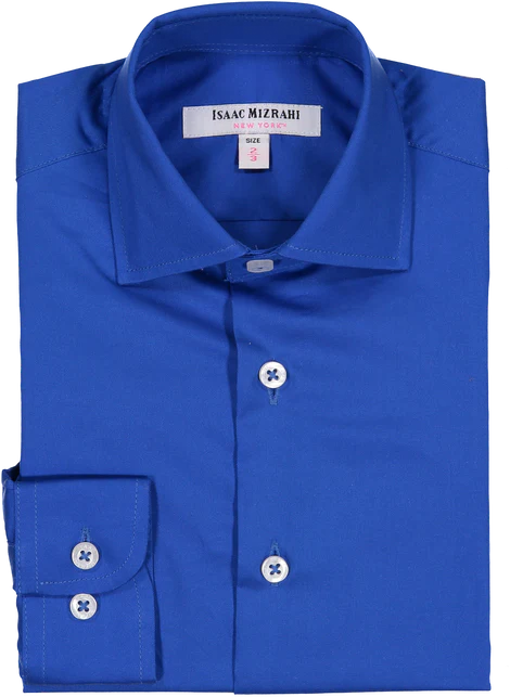 Isaac Mizrahi Boys Solid Royal Blue Dress Shirt-Royal Blue