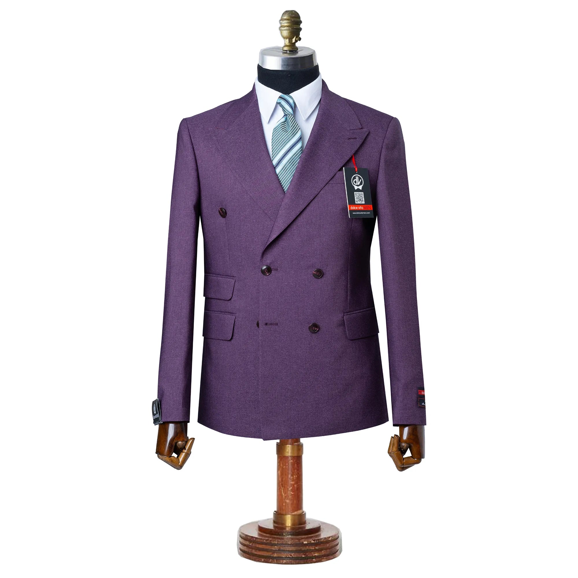 Dutch | Eggplant Double-Breasted 2-Piece Tailored-Fit Suit