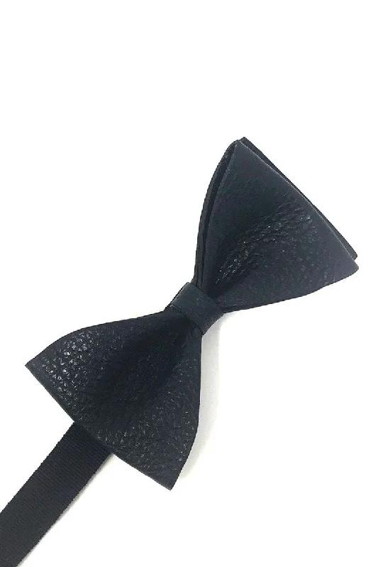 Navy Textured Leather Bow Tie