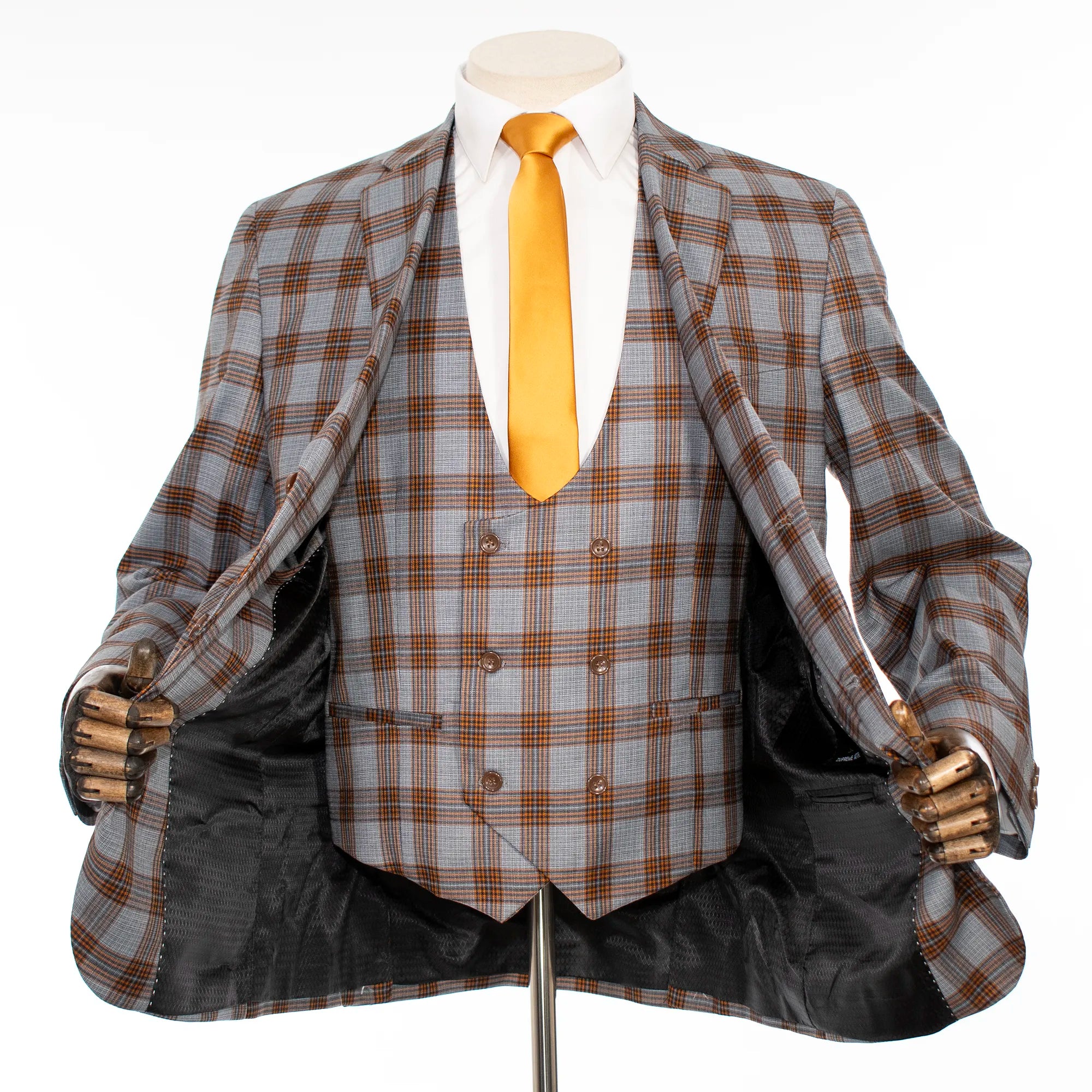 Copper Plaid 3-Piece Tailored-Fit Suit