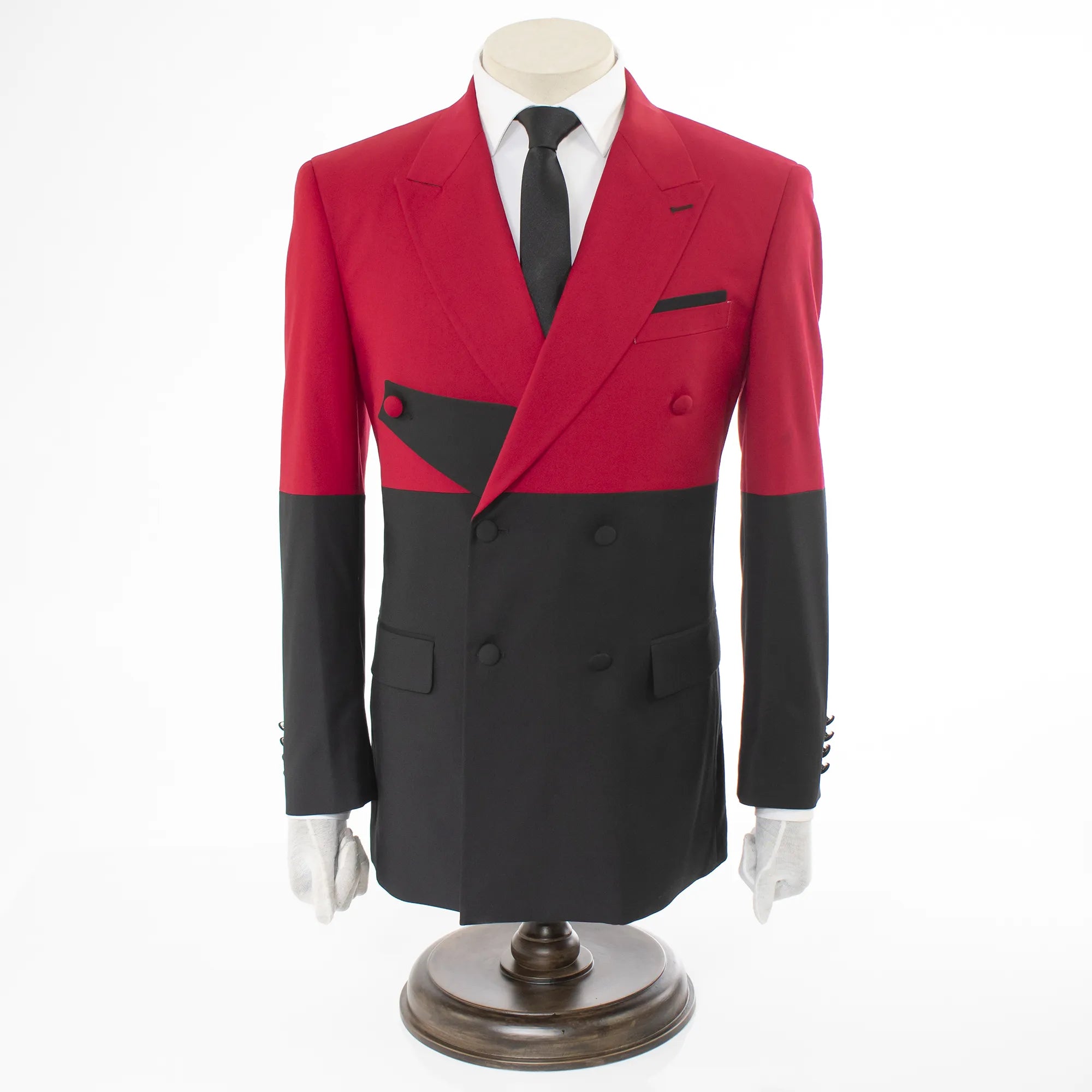 Black And Red Double-Breasted Slim-Fit 2-Piece Suit