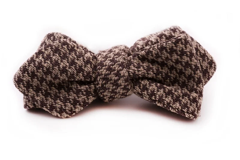 Brown & Beige Houndstooth Silk Bourette Bow Tie