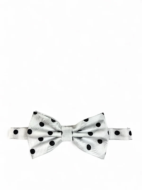 White and Black Polka Dot Bow Tie and Pocket Square