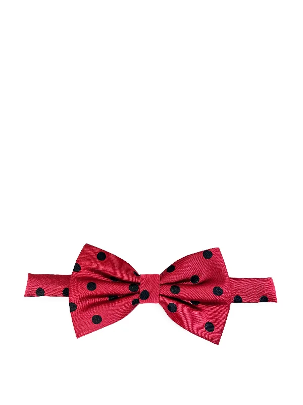 Red and Black Polka Dot Bow Tie and Pocket Square