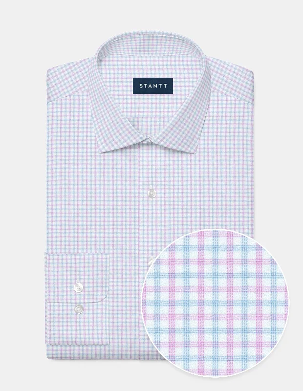 Performance Twill - Lilac and Sky Blue Stacked Check