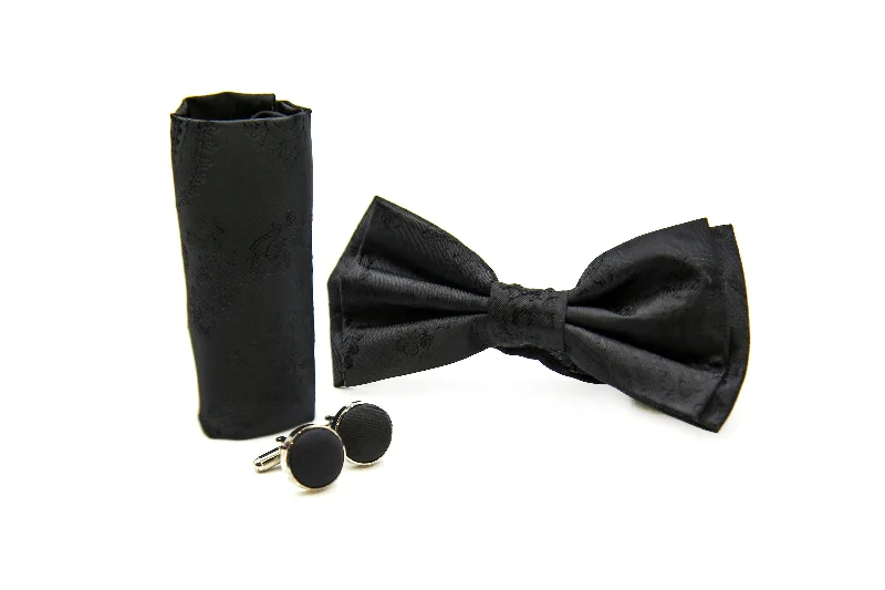 Paul Andrew - Black Paisley Bow Tie Set