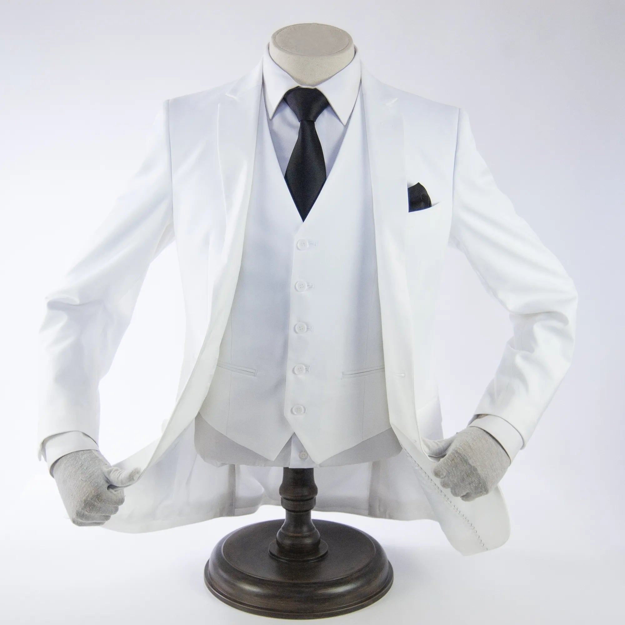 White Stretch 3-Piece Slim-Fit Suit