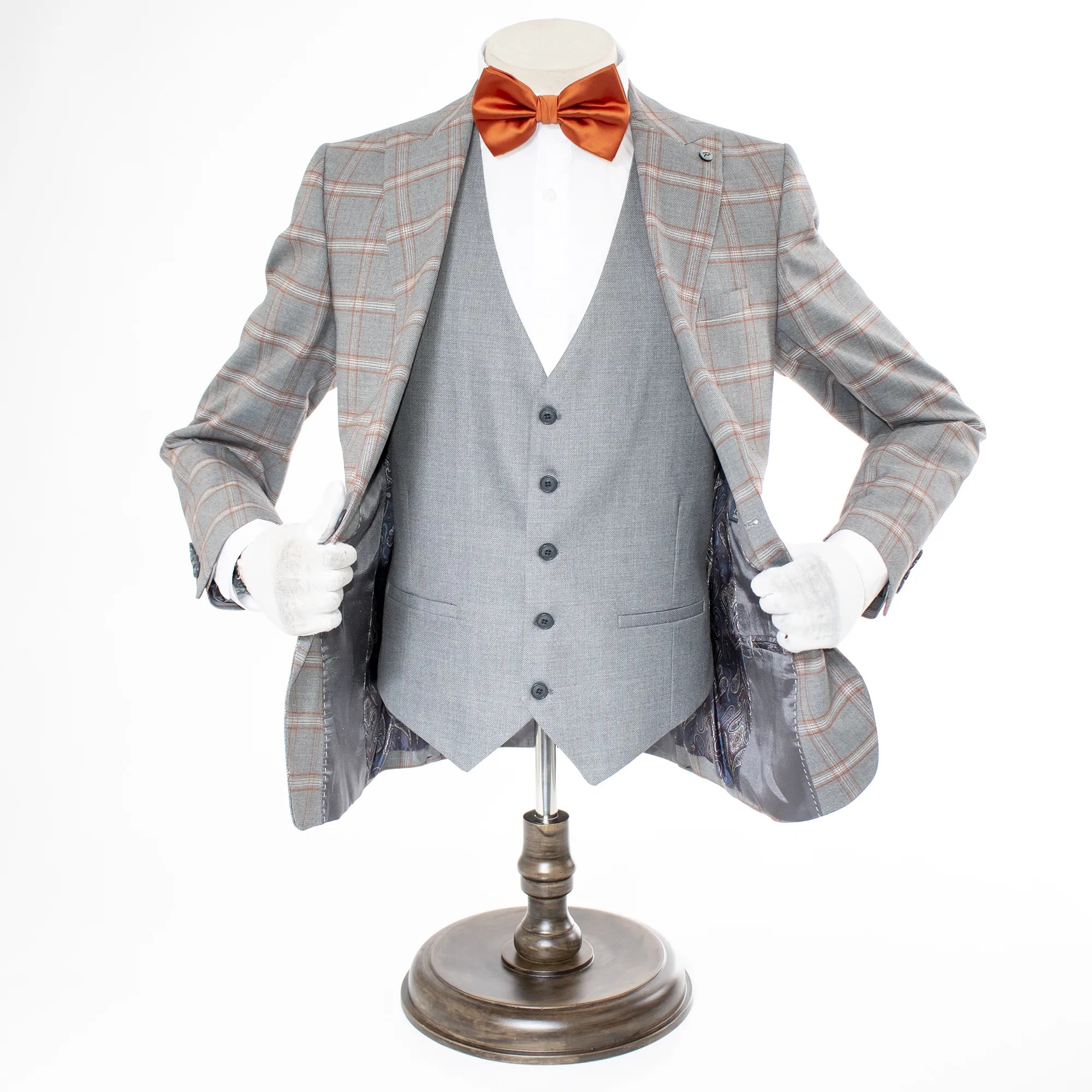 Gray 3-Piece Wool Plaid Slim-Fit Suit