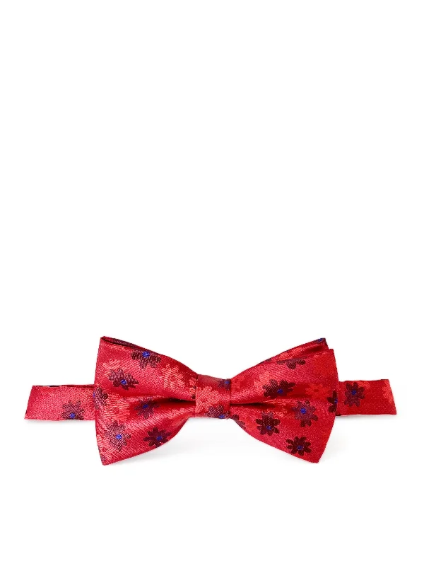 Red Floral Patterned Bow Tie