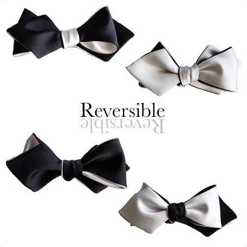 Black White Diamond Point Bow Tie