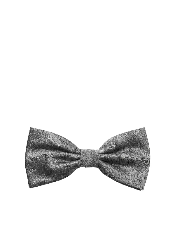 Silver Gray Paisley Bow Tie