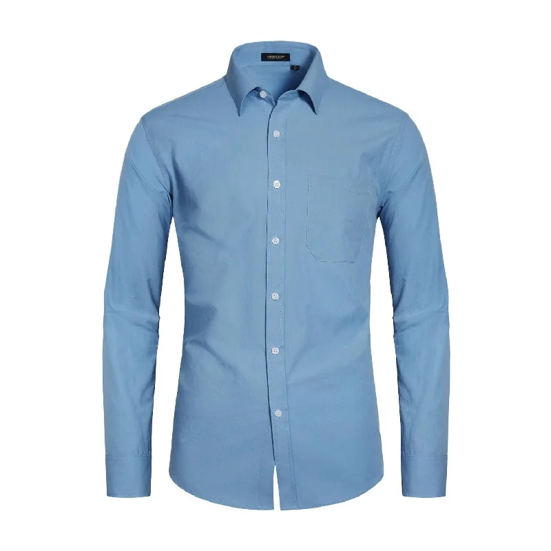 Men's Dress Shirt with Pocket - B-DUSTY BLUE