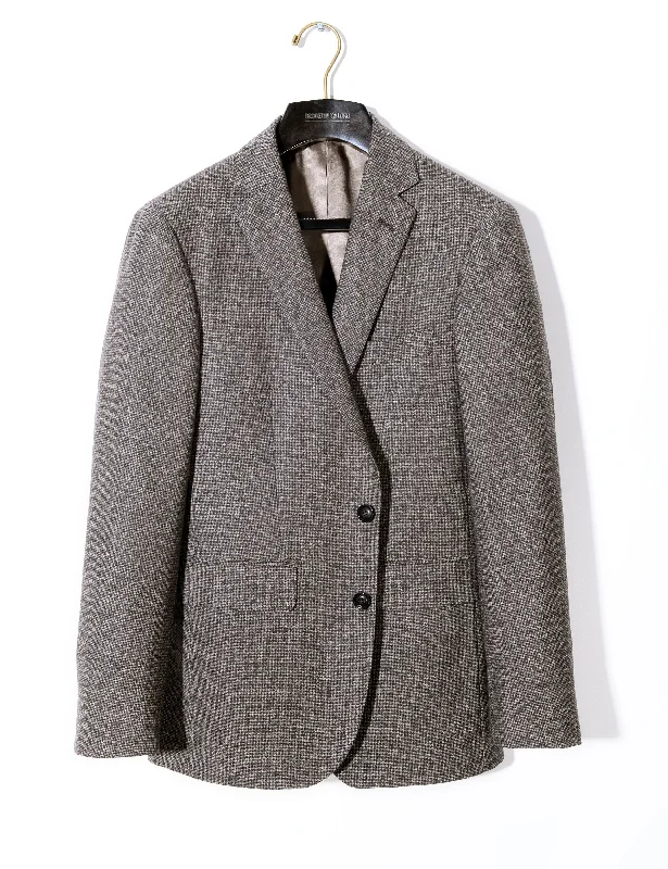 BKT50 Tailored Jacket in Super 130s Houndstooth Flannel - Smoke