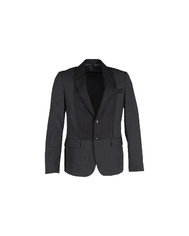 Alexander McQueen Stripe Blazer in Black Wool