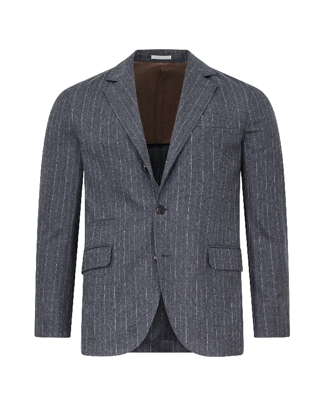 Brunello Cucinelli New Charcoal Grey Pin Stripe Wool Sport Coat Blazer