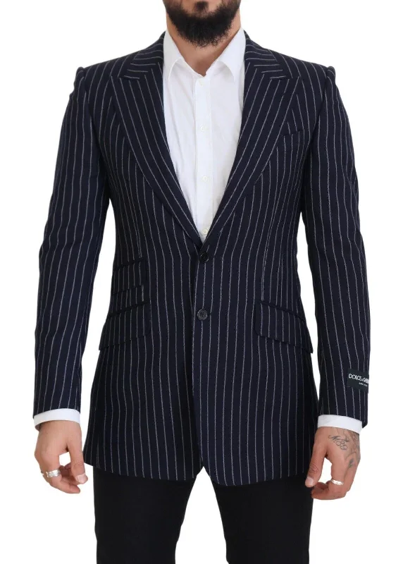 Dolce & Gabbana Elegant Navy Slim Fit Wool Men's Blazer