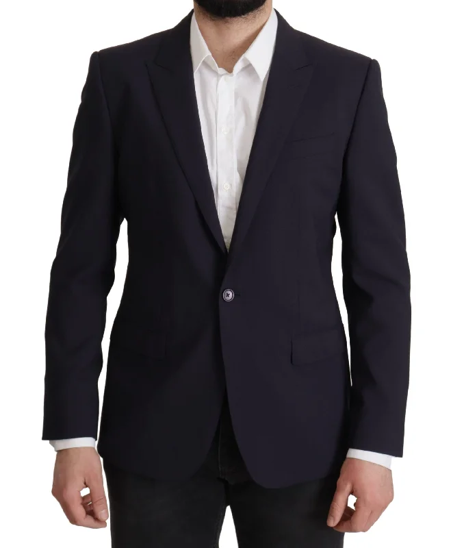 Dolce & Gabbana Elegant Navy Wool Blend Slim Men's Blazer